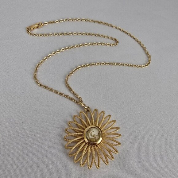 Vintage Made In West Germany Flower Pendant Chain Necklace - Picture 1 of 6